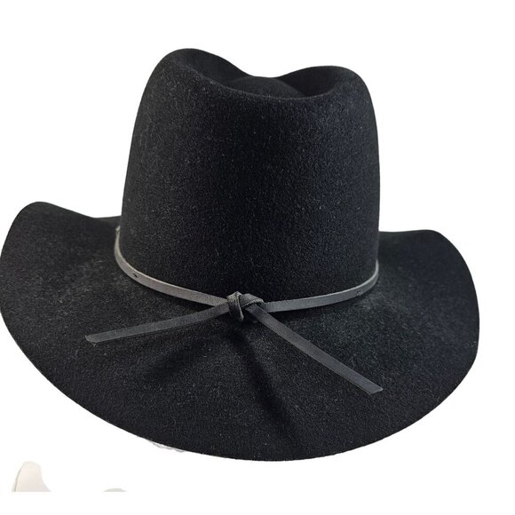 Brixton Wesley Felted Wool Fedora Sz M Unisex Relax Brim Leather Trim Black NWT main image 6